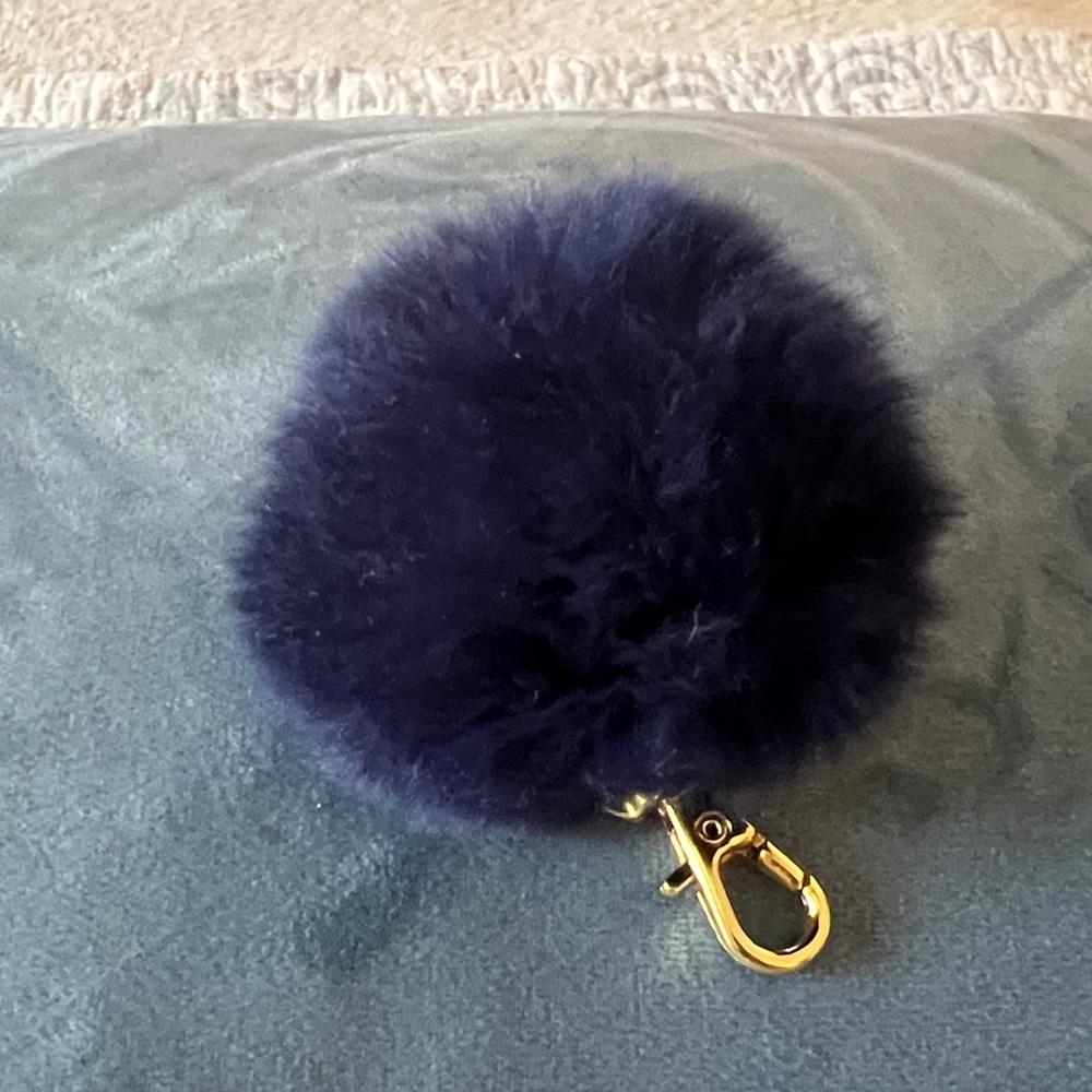 Navy Blue Fluffy Keychain Accessory